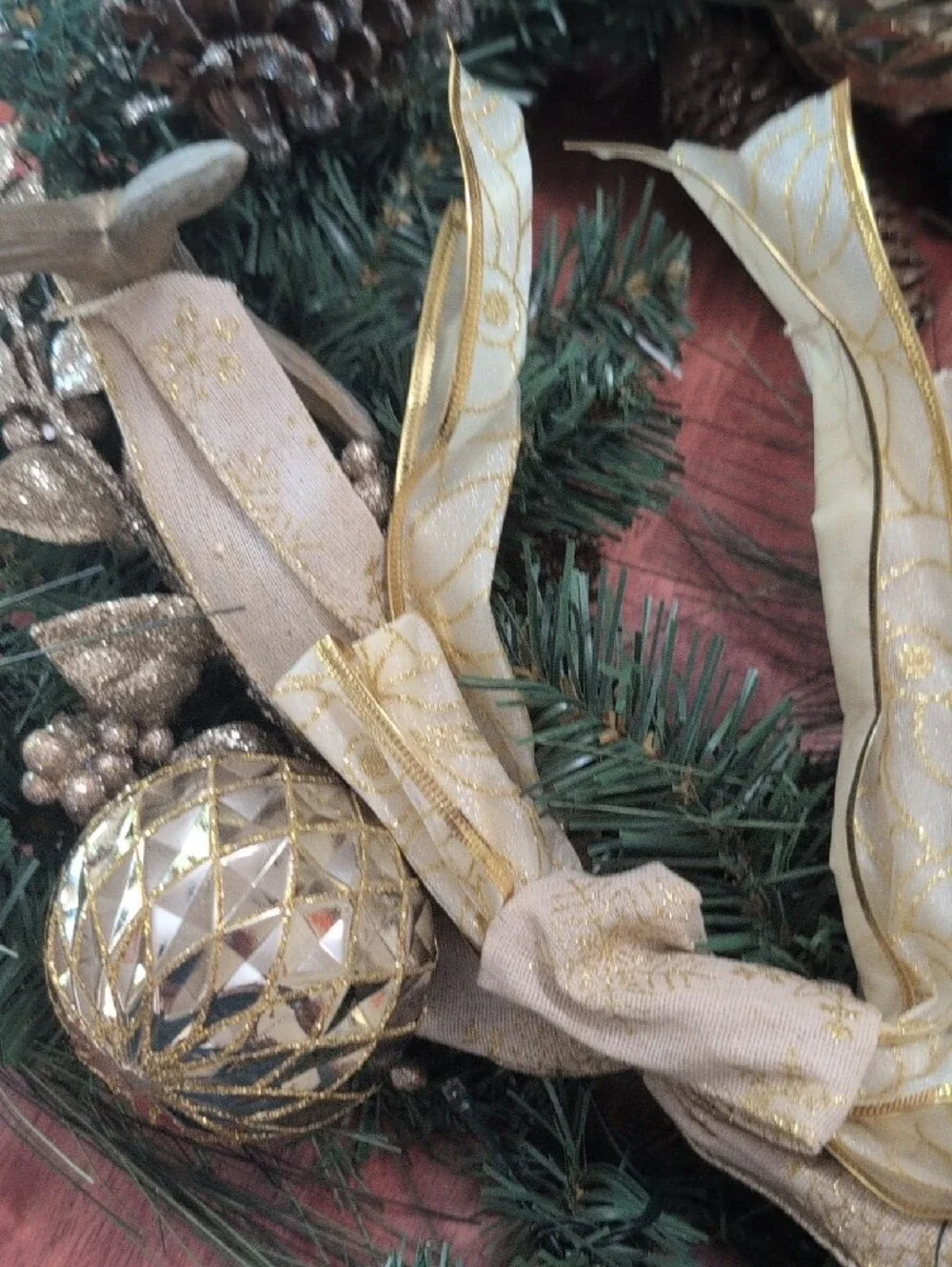 Festive Green and Gold Holiday Wreath - Decorative Home Accent